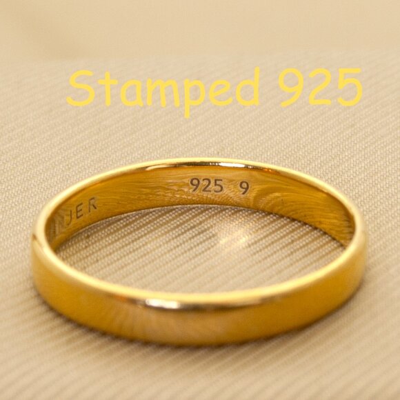 Vintage Gold Plated 925 Sterling Silver Band Ring – Comfort Fit, Size 9, Classic - Picture 5 of 8
